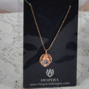 Hespera Beautiful Rose Gold Necklace with Blue Stone New
